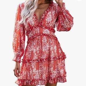 Super flirty chiffon ruffle dress - size L - never worn